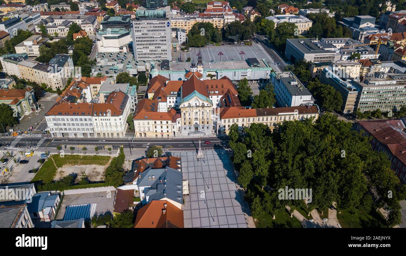 Ursulinen-Kirche der Heiligen Dreifaltigkeit, Ljubljana, Slowenien Stockfoto