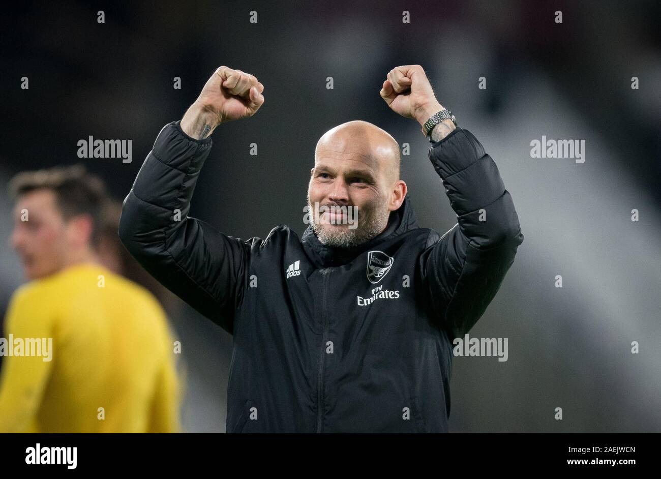 London, Großbritannien. 09 Dez, 2019. Arsenal caretaker manager Freddie Ljungberg bei voller Zeit während der Premier League Match zwischen West Ham United und Arsenal an den Olympischen Park, London, England, das am 9. Dezember 2019. Foto von Andy Rowland. Credit: PRiME Media Images/Alamy leben Nachrichten Stockfoto