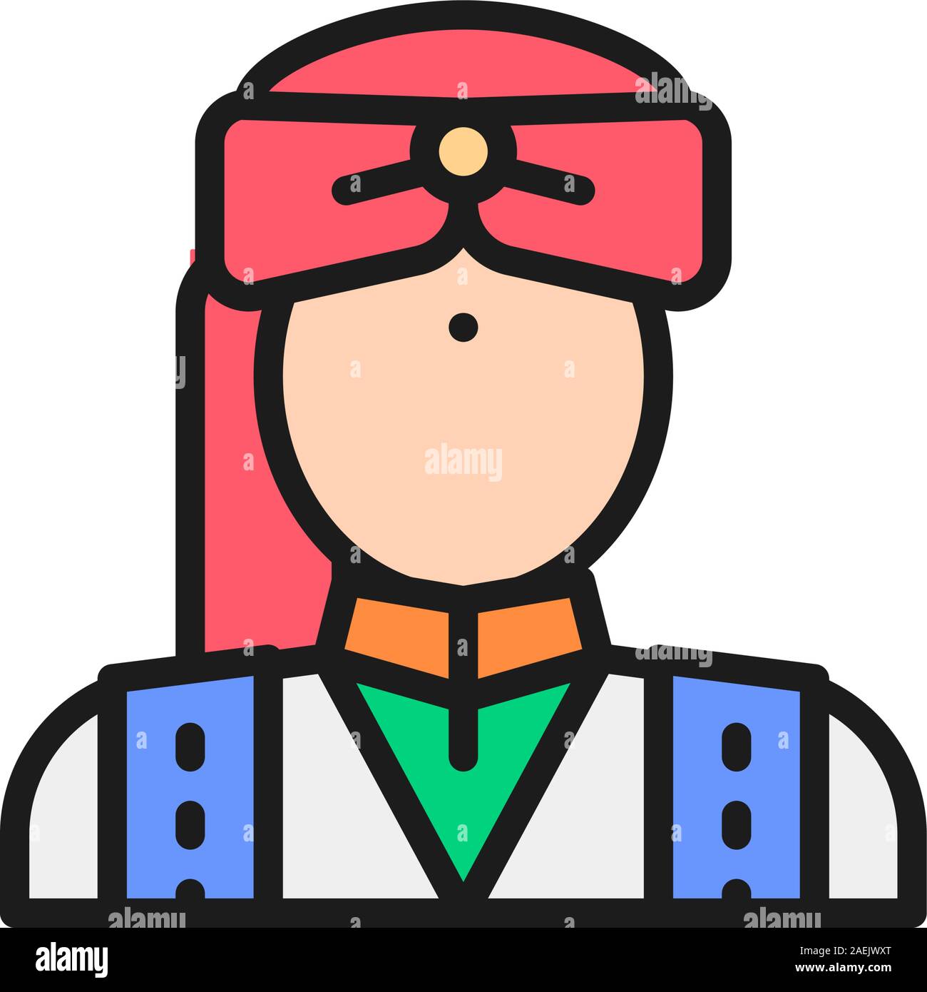 Inder in traditionellen Trachten, Bräutigam flachbild Color Line Symbol. Stock Vektor