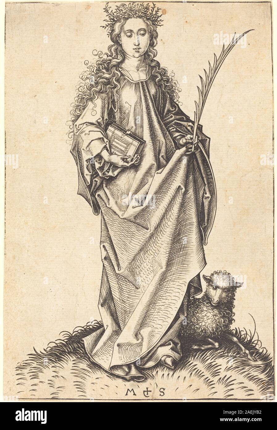 Martin Schongauer, die hl. Agnes, c 1475 Heilige Agnes; circa 1475 Datum Stockfoto