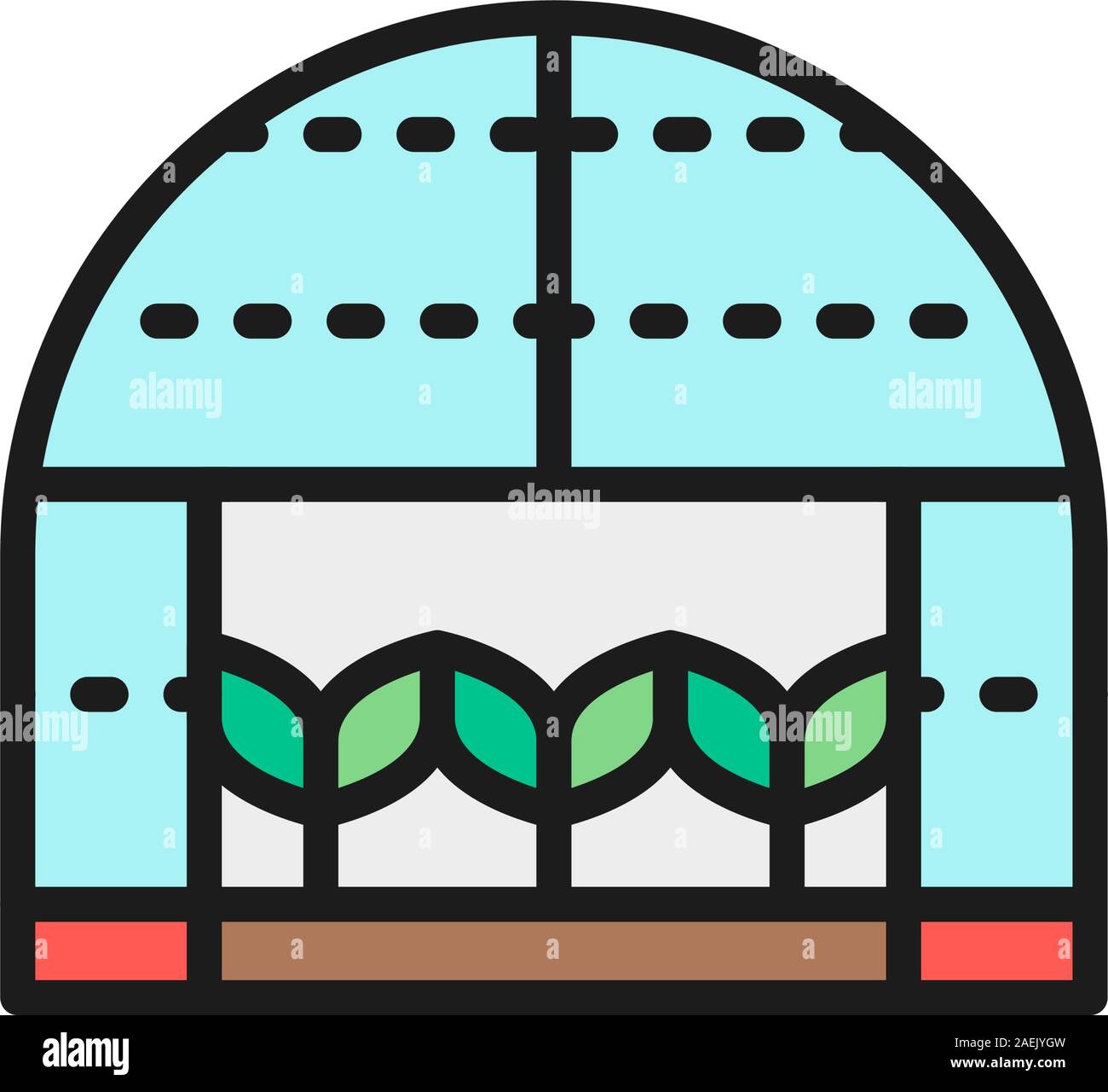 Pflanzen im Gewächshaus, Gartenbau, Landwirtschaft flachbild Color Line Symbol. Stock Vektor