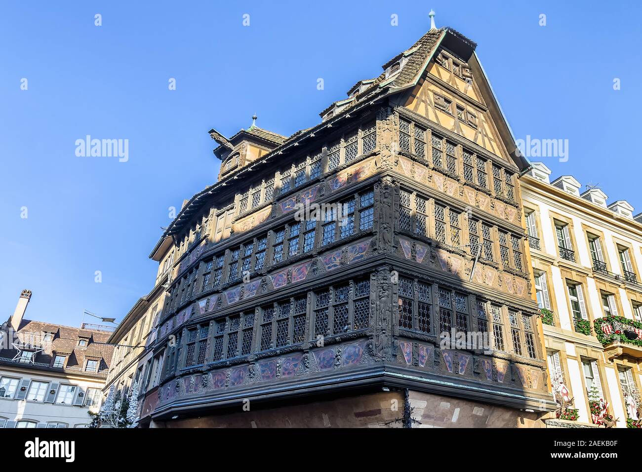 Haus Kammerzell ist eines der berühmtesten Gebäude in Straßburg und eines der am meisten verzierten und gut erhaltene mittelalterliche zivilen Gehäuse Gebäude in l Stockfoto