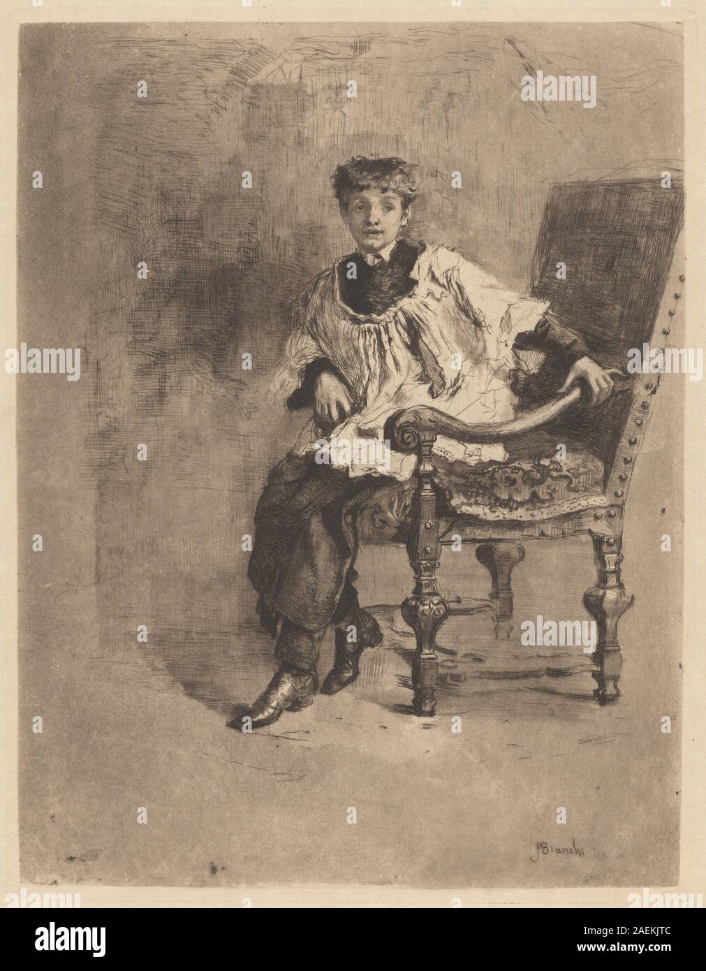 Mosè Bianchi, sitzt Acolyte, c 1872 sitzt Acolyte; circa 1872 Datum Stockfoto