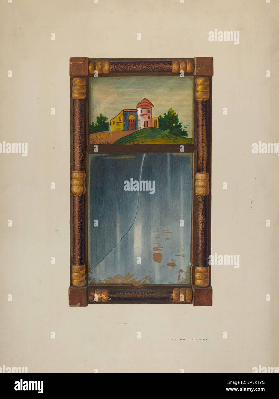 Oscar Bluhme, lackierte Spiegel, 1940 malte Spiegel; 1940 Datum Stockfoto