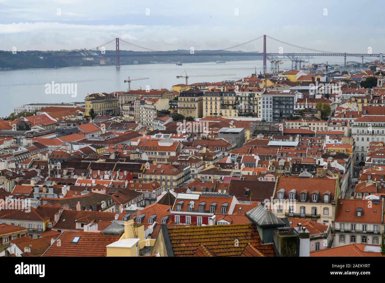 Luftaufnahme der Stadt, Castelo, Lissabon, Portugal Stockfoto