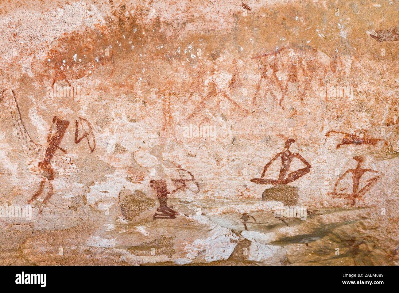 Alte Buschmannsbemalung (Steinschutzgebiet), San Rock Art, Twyfelfontein oder /UI-//aes, Damaraland (Erongo), Namibia, Südliches Afrika, Afrika Stockfoto