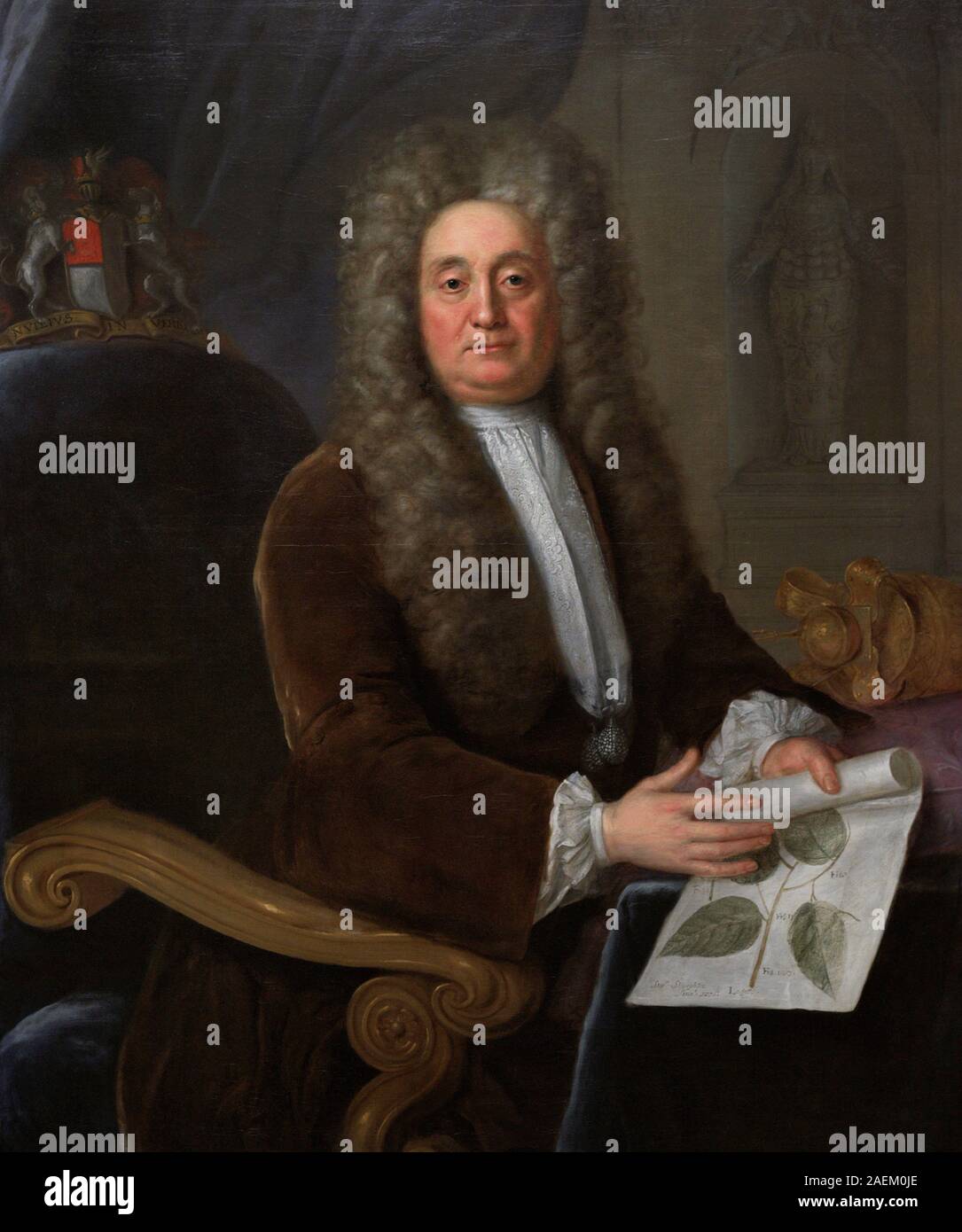 Sir Hans Sloane, 1st Baronet (1660-1753). Médico, naturalista y coleccionista irlandés. Retrato realizado por Stephen Schlachtung (1697-1765). Oleo sobre lienzo, 1736. Die National Portrait Gallery, Londres Inglaterra. Stockfoto