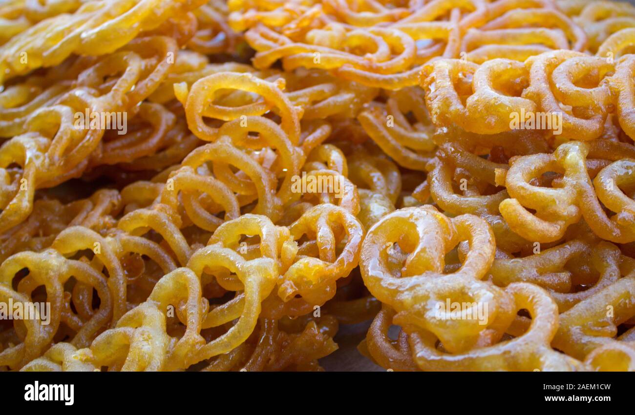 Jalebi - eine beliebte indische Süß, selektiven Fokus Stockfoto