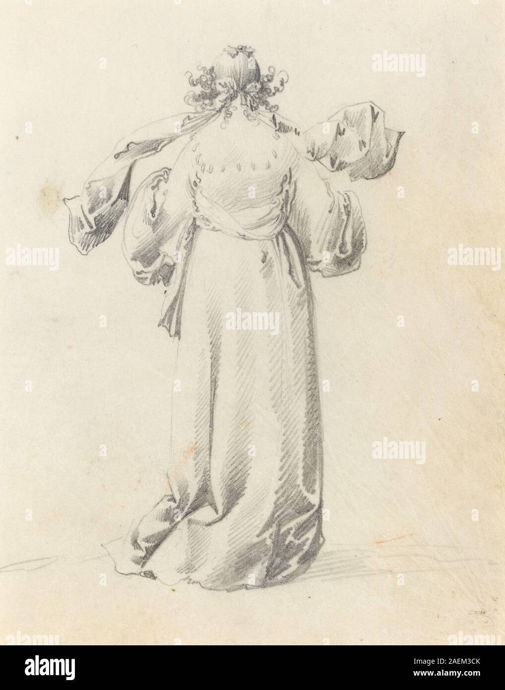 Die Dame von hinten von Pieter Jansz Quast stellt eine weibliche Figur dar, die von hinten gesehen wird, die antike Kleidung trägt, Haltung, Frisur und Malstil des niederländischen Genres des 17. Jahrhunderts zeigt. Stockfoto