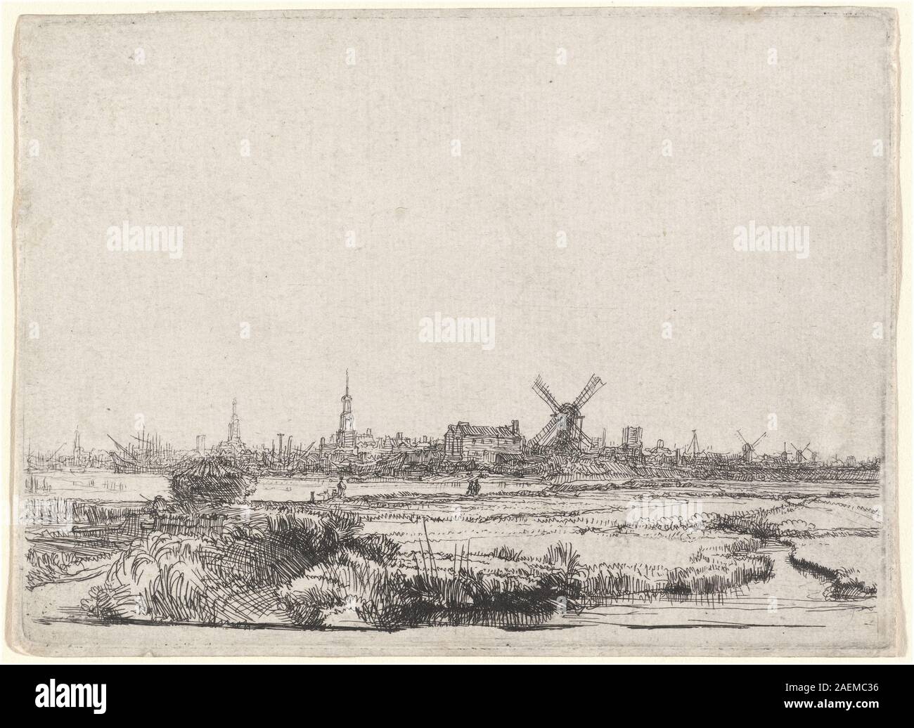 Rembrandt van Rijn, Ausblick auf Amsterdam aus dem Nordwesten, c 1640, Ausblick auf Amsterdam aus dem Nordwesten; circa 1640 Datum Stockfoto