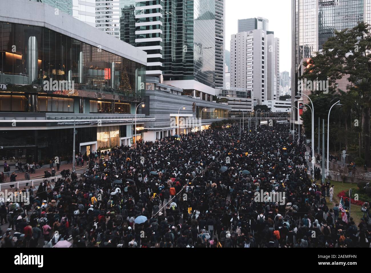 Hongkong - Dezember 8, 2019: Über eine Million besuchen Hong Kong Demo gegen umstrittenes Auslieferungsrecht. Demonstration in Hongkong. Stockfoto