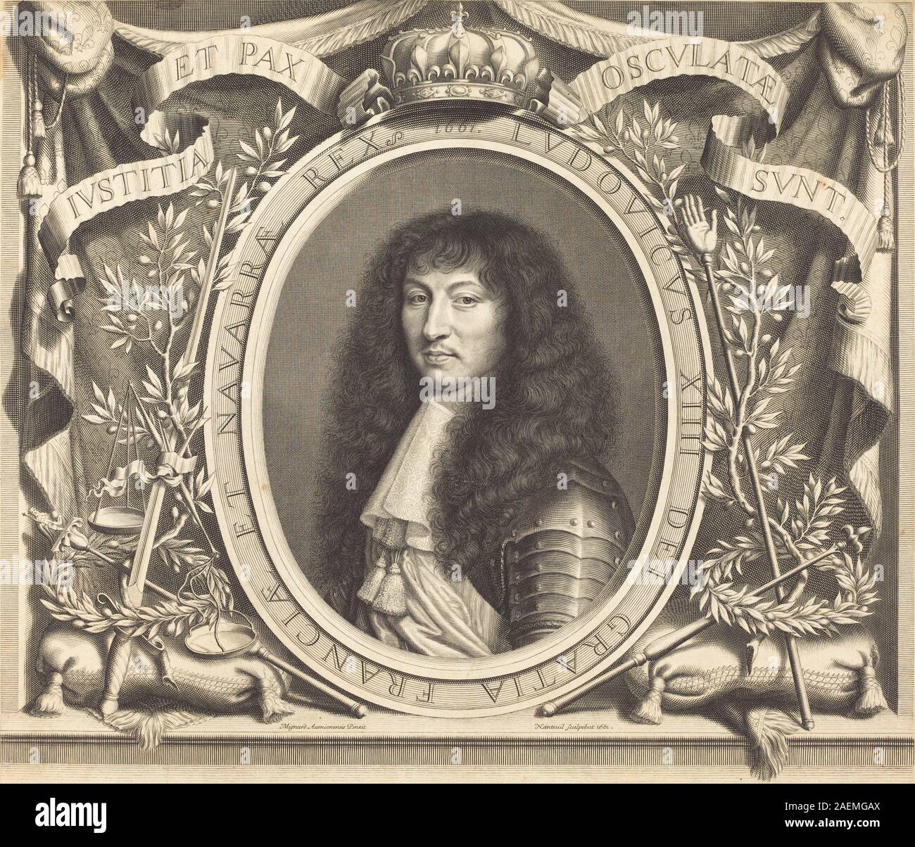 Robert Nanteuil nach Nicolas Mignard, Louis XIV, 1661, Louis XIV; 1661 Datum Stockfoto