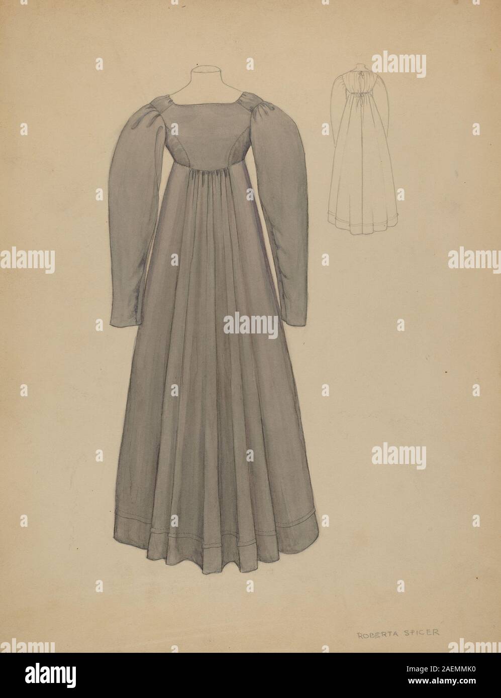 Roberta Spicer, Quaker Kleid, c 1936, Quaker Kleid; circa 1936 Datum Stockfoto