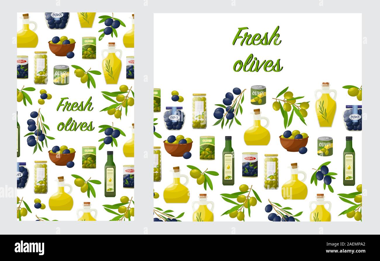 Lyer mit Oliven Produkte Stock Vektor