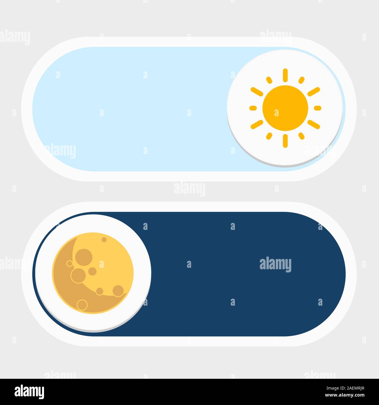 Konzept der gadget-Schnittstelle Umschalten in Tag- und Nacht Modus und ui-Symbol. Tag- und Nacht Modus. Vektor auf Ausschalten. Stock Vektor