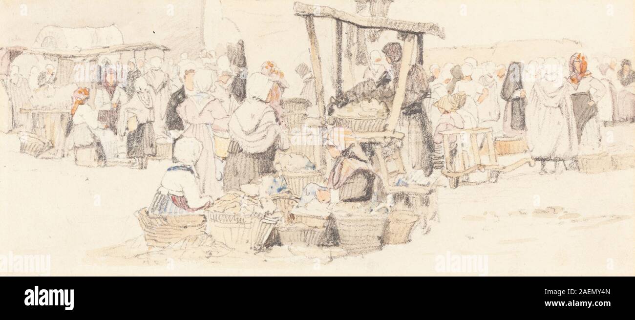 Samuel Prout, ein Markt, ein Markt im Freien Stockfoto