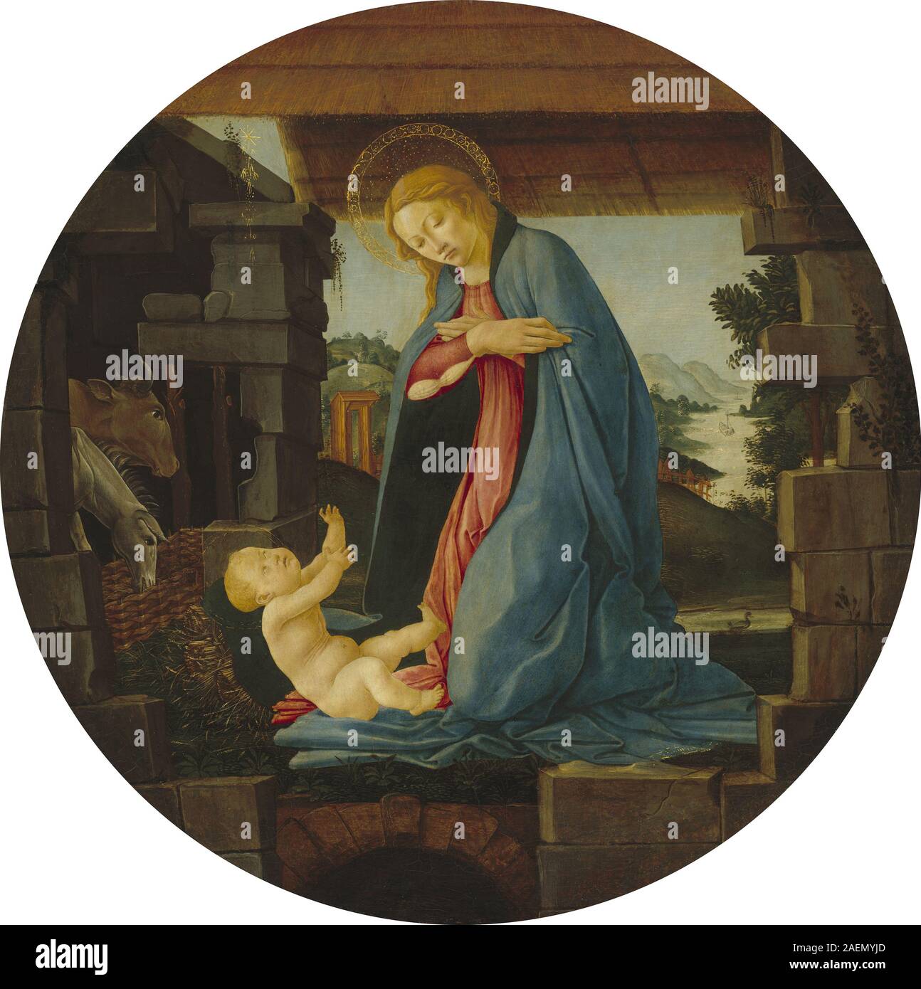 Sandro Botticelli, die Jungfrau und das Kind anzubeten, 1480-1490, die Jungfrau und das Kind anzubeten; 1480/1490 Stockfoto