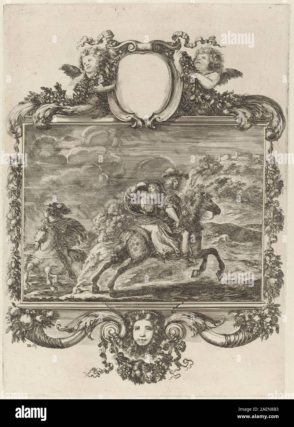 Eine Radierung von Stefano Della Bella, die Clovis und Clotilda darstellt und historische Figuren, barocke Komposition, Geste und Erzählszene zeigt. Stockfoto