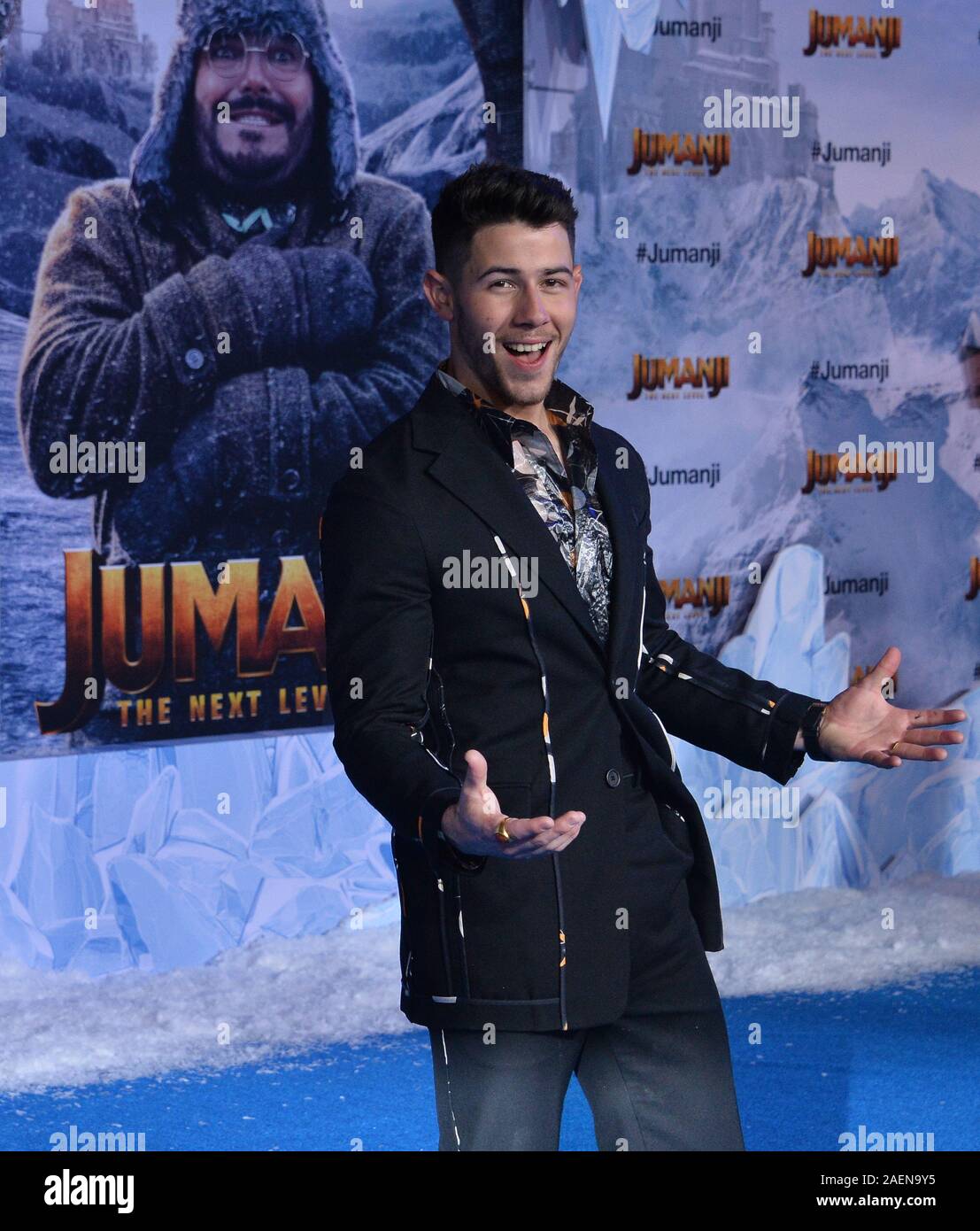 Los Angeles, USA. 9. Dez 2019. Warf Mitglied Nick Jonas besucht die Premiere des Motion picture Komödie 'Jumanji: Die nächste Ebene' an der TCL Chinese Theatre in Hollywood Abschnitt von Los Angeles am Montag, 9. Dezember 2019. Handlung: Die Bande ist zurück, aber das Spiel hat sich verändert. Wie Sie zu Jumanji Zurück zur Rettung eines Ihrer eigenen, entdecken Sie, dass nichts so ist, wie Sie erwarten. Quelle: UPI/Alamy leben Nachrichten Stockfoto