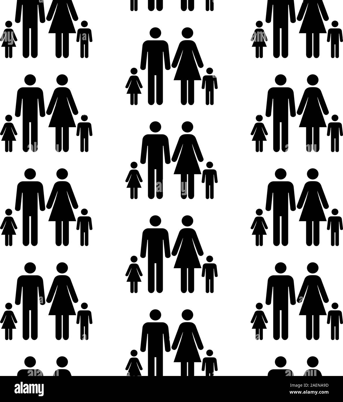 Nahtlose Muster mit Silhouetten von der Person des anderen Farbe. (wiederholt und in jeder beliebigen Größe skaliert) Stock Vektor