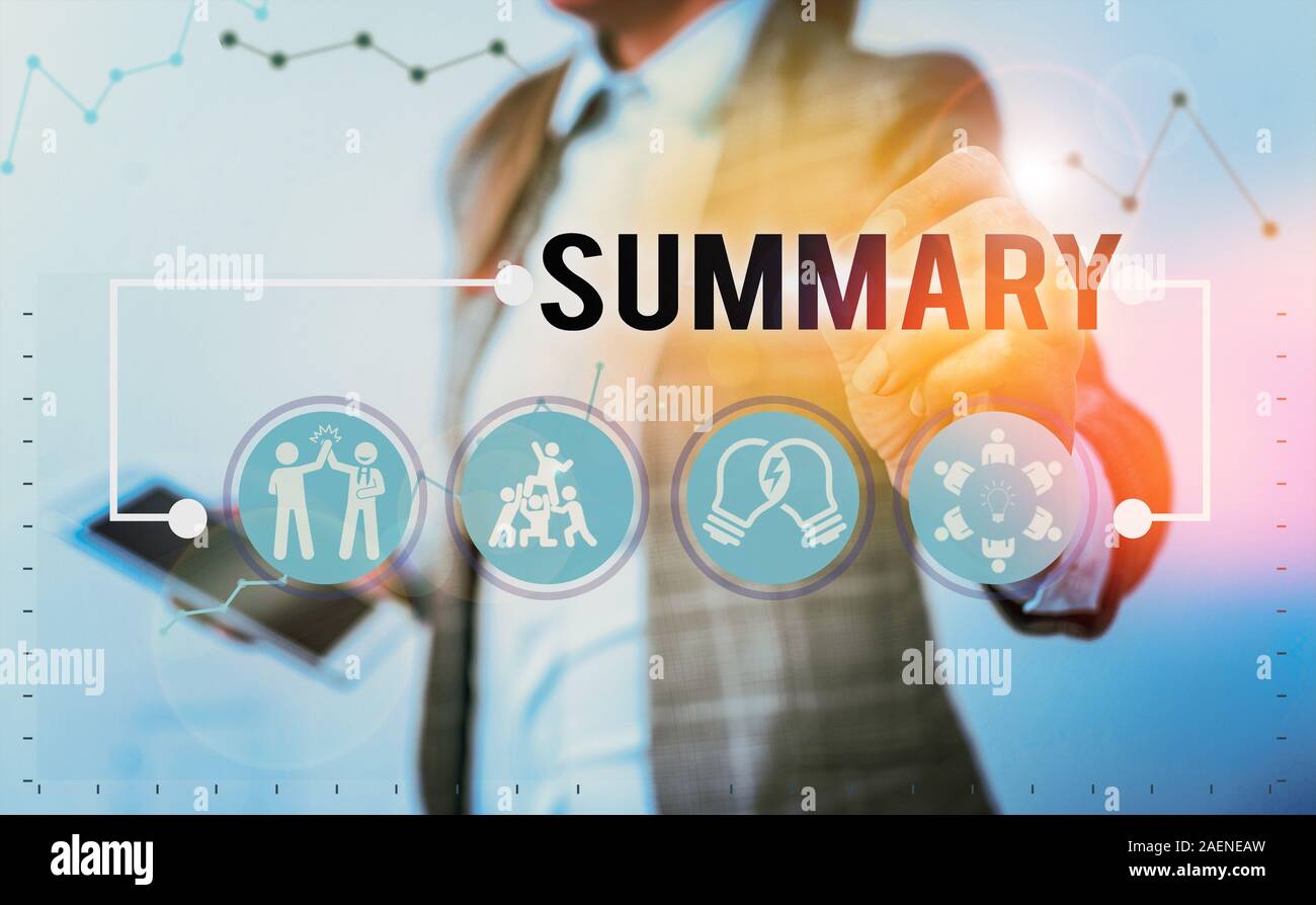 Handschrift Text schreiben Zusammenfassung. Konzeptionelle Foto eine kurze Erklärung oder ein Konto der wesentlichen Punkte der etwas Stockfoto