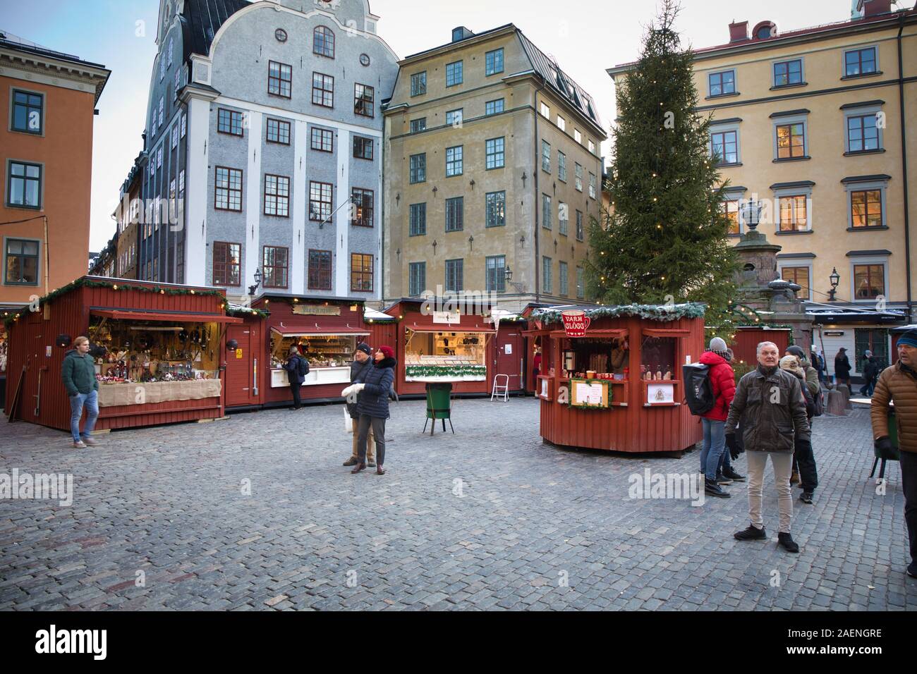 Weihnachtsmarkt am Stortorget, Gamla Stan (Altstadt von Stockholm), Stockholm, Schweden, Skandinavien Stockfoto