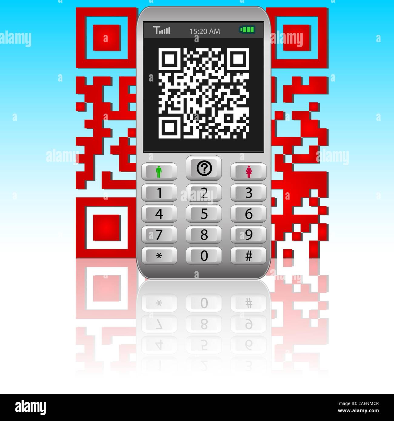 Smartphone mit QR-Code. Stock Vektor