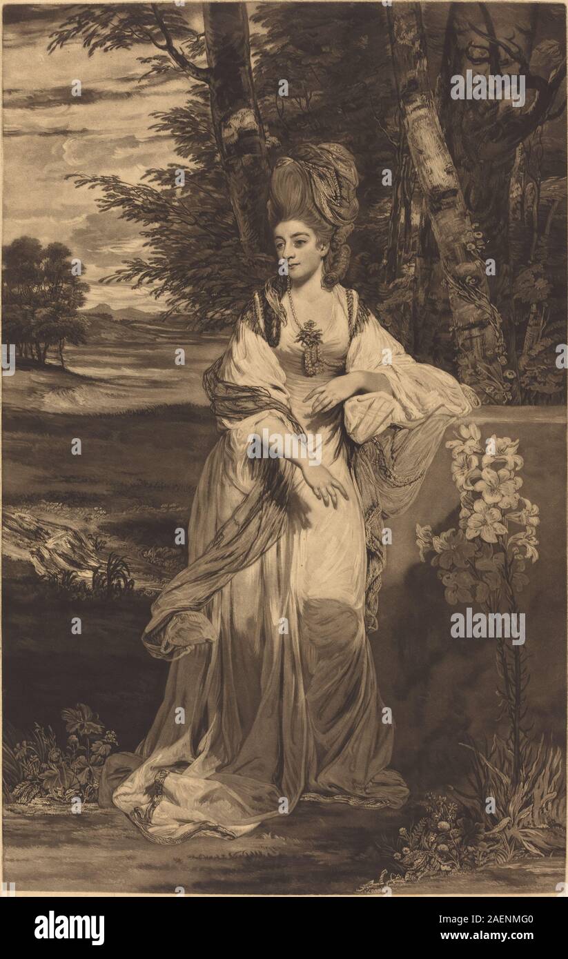 Porträt von Thomas Watson nach Sir Joshua Reynolds mit Catherine, Lady Bampfylde, die formale Kleidung, Gesichtszüge und aristokratische Präsentation im England des 18. Jahrhunderts zeigt. Stockfoto