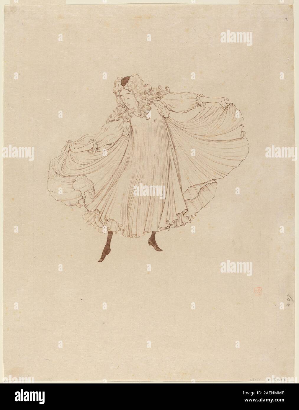 Ein Porträtbild von Théo van Rysselberghe aus dem Jahr 1893, das die Tänzerin Loie Fuller zeigt, die Figur, Haltung, Kostüm, Bewegung, und im belgischen neo-impressionistischen Stil des späten 19. Jahrhunderts. Stockfoto