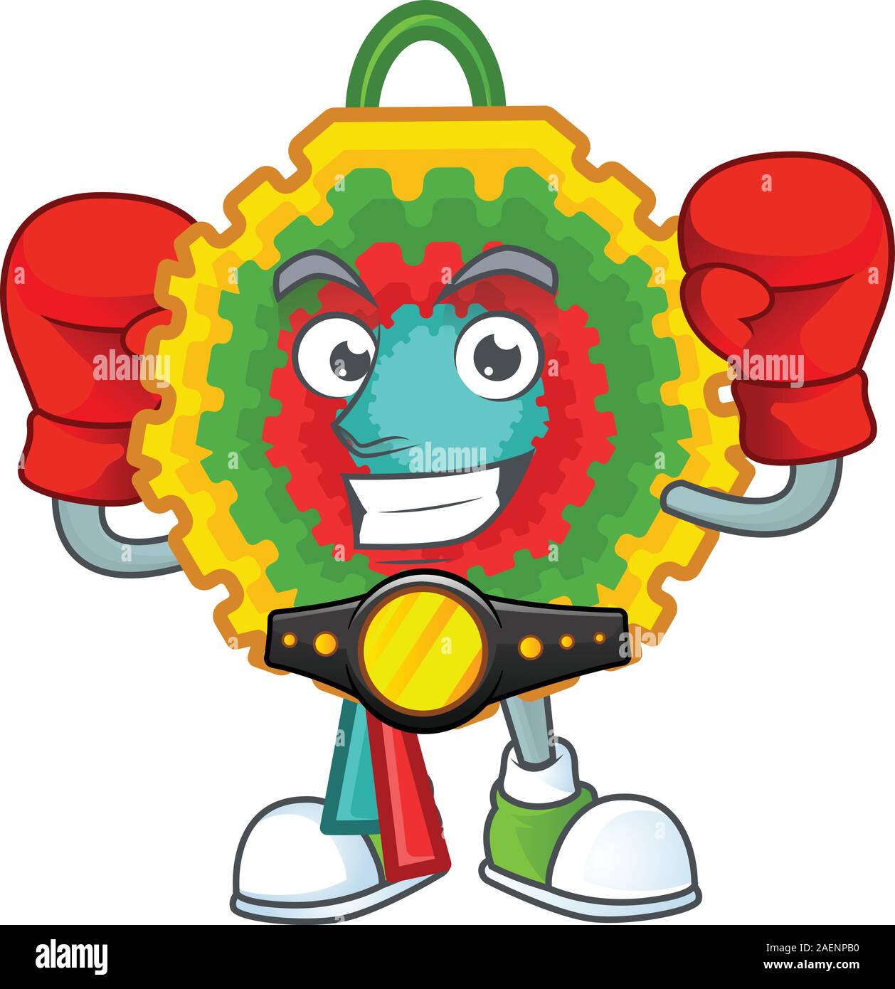 Funny Boxing pinata Zeichentrickfigur Maskottchen Stil Stock Vektor