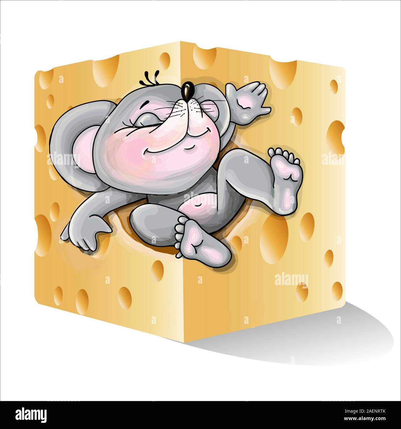 Vektorgrafiken von süßen Maus im Käse, Ost Stock Vektor