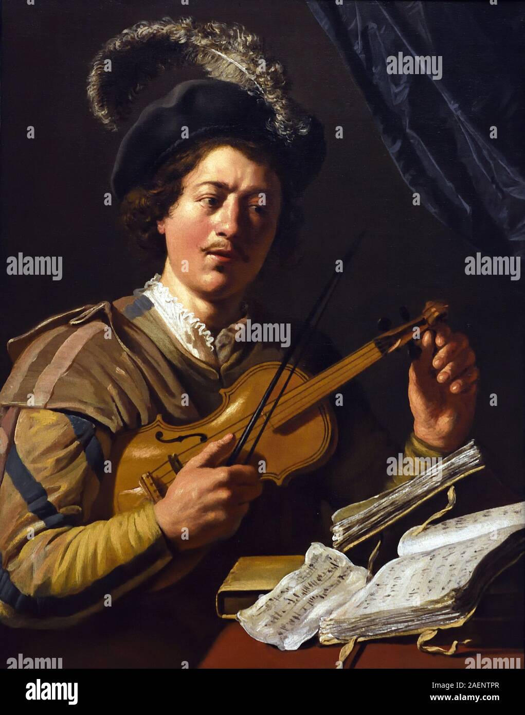 Junger Mann TUNING eine Violine, CA. 1625 von Jan Lievens (24. Oktober 1607 - vom 4. Juni 1674) Niederländisch in den Niederlanden. Stockfoto