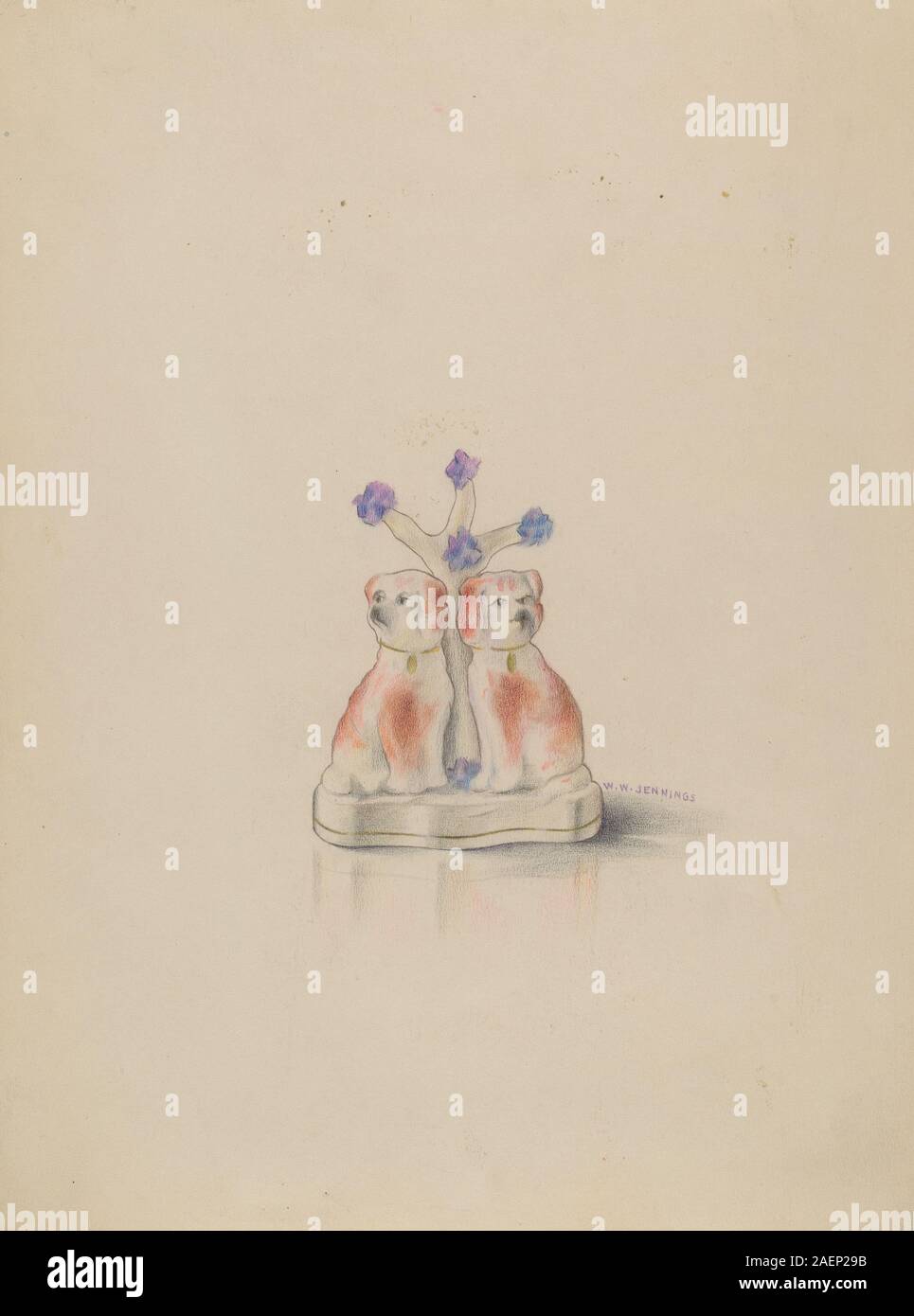 Diese zwischen 1935 und 1942 hergestellten Porzellanfiguren von Walter W Jennings zeigen detailgetreue Keramikhandwerkskunst und sind dekorative Sammlerstücke, die Tierformen darstellen. Stockfoto