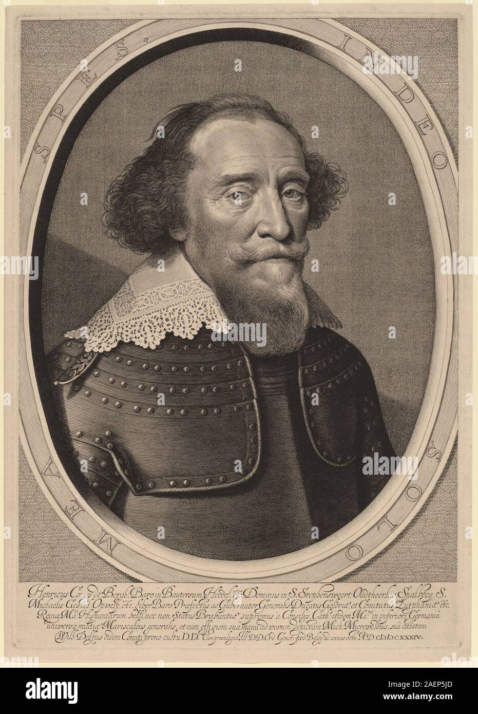 Willem van Jacobsz Delff nach Michiel Miereveld, Henry, Graf de Bergh, 1634, Henry, Graf de Bergh; 1634 Datum Stockfoto