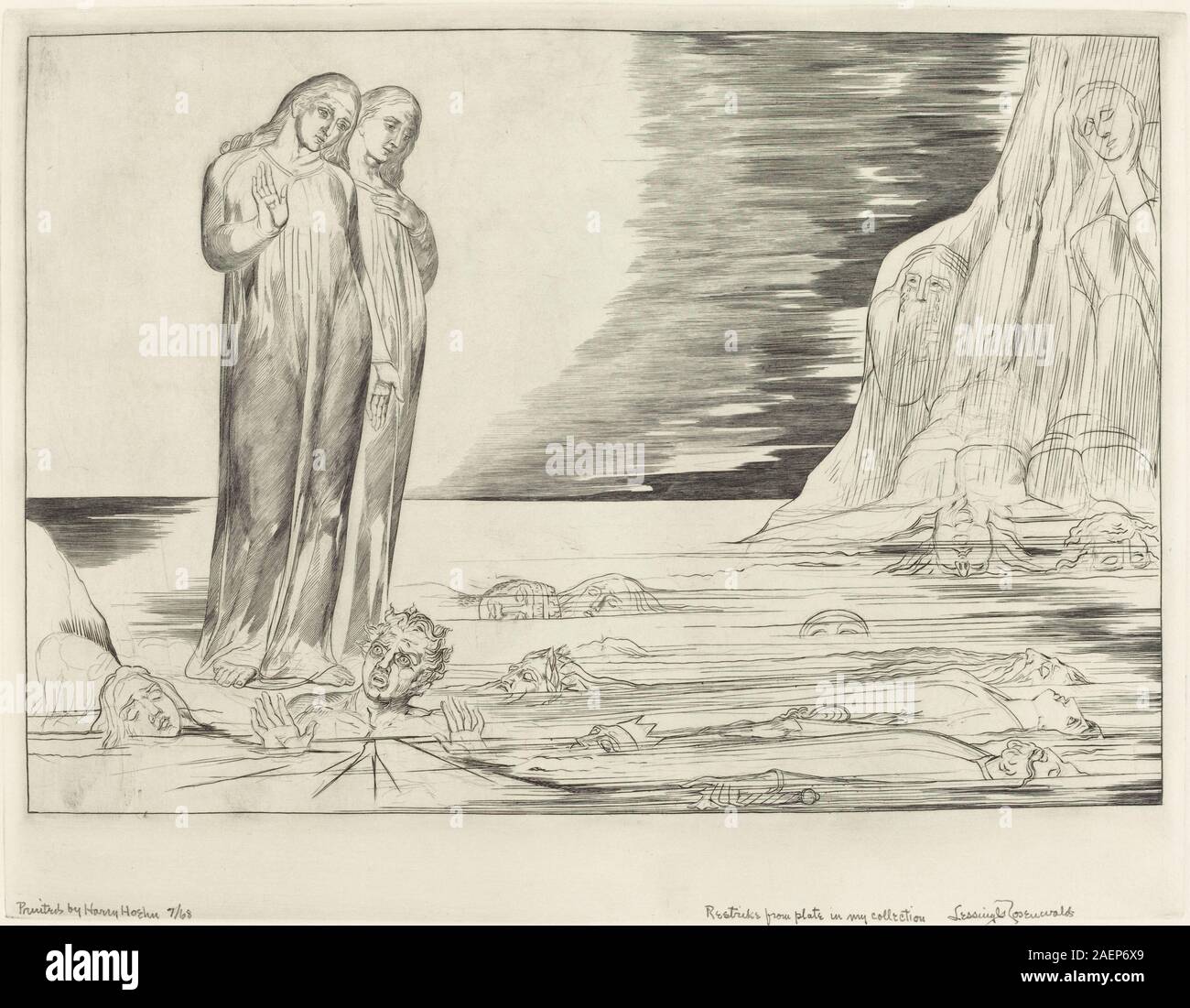 William Blake, der Kreis der Verräter; Dante's Fuß markante Bocca degli Abbate, 1827, den Kreis der Verräter; Dante's Fuß markante Bocca degli Abbate; 1827 Datum Stockfoto
