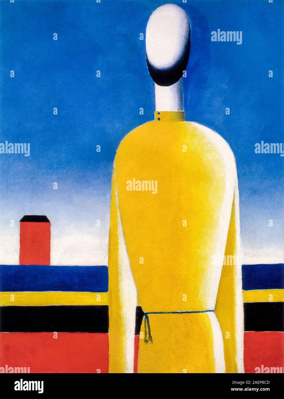 Kasimir Malewitsch, komplexe Vorahnung, Half-Figure im gelben Hemd, abstrakte Malerei, 1931 Stockfoto