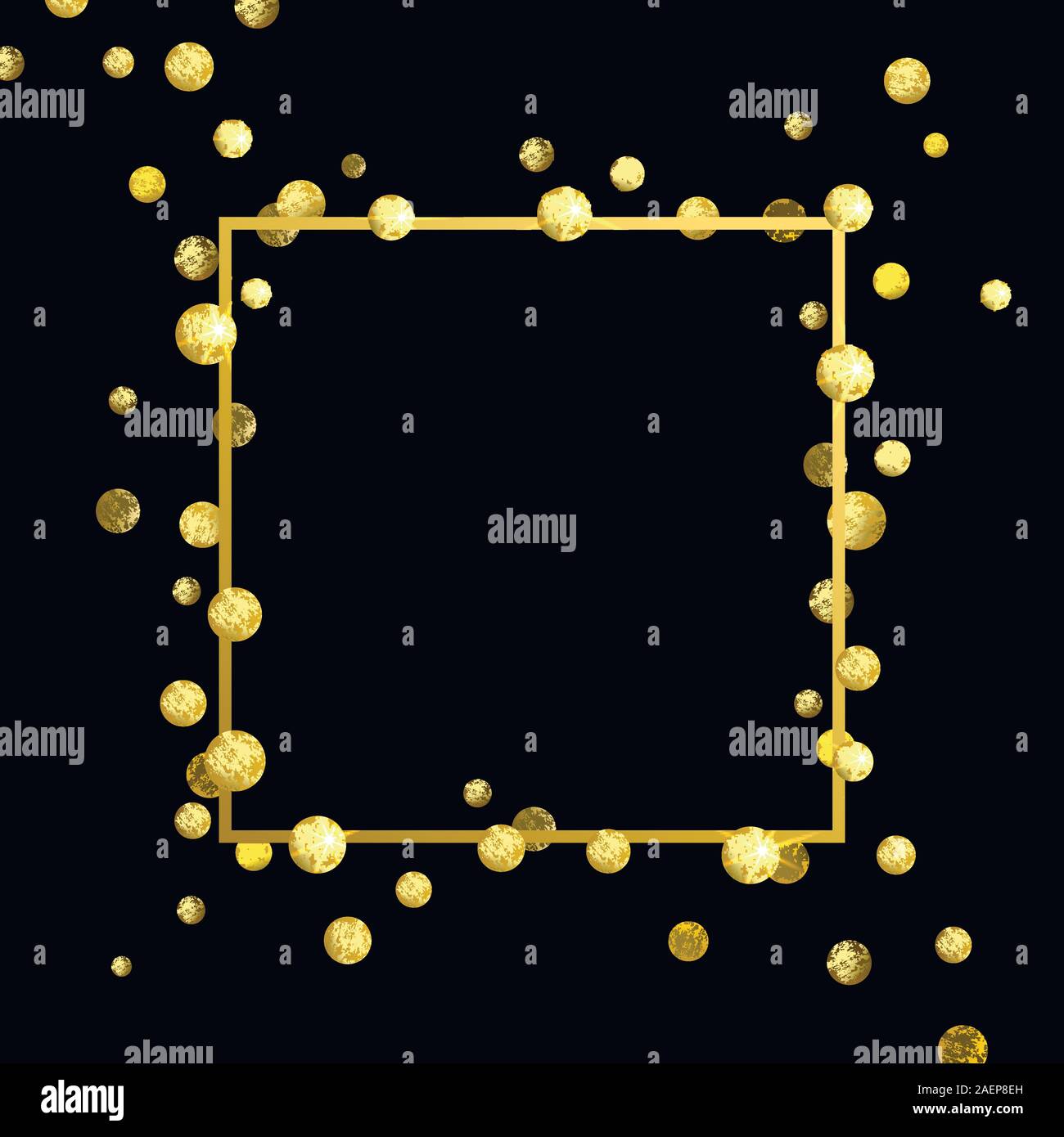 Rahmen der goldenen Konfetti auf schwarzem Hintergrund Stock Vektor