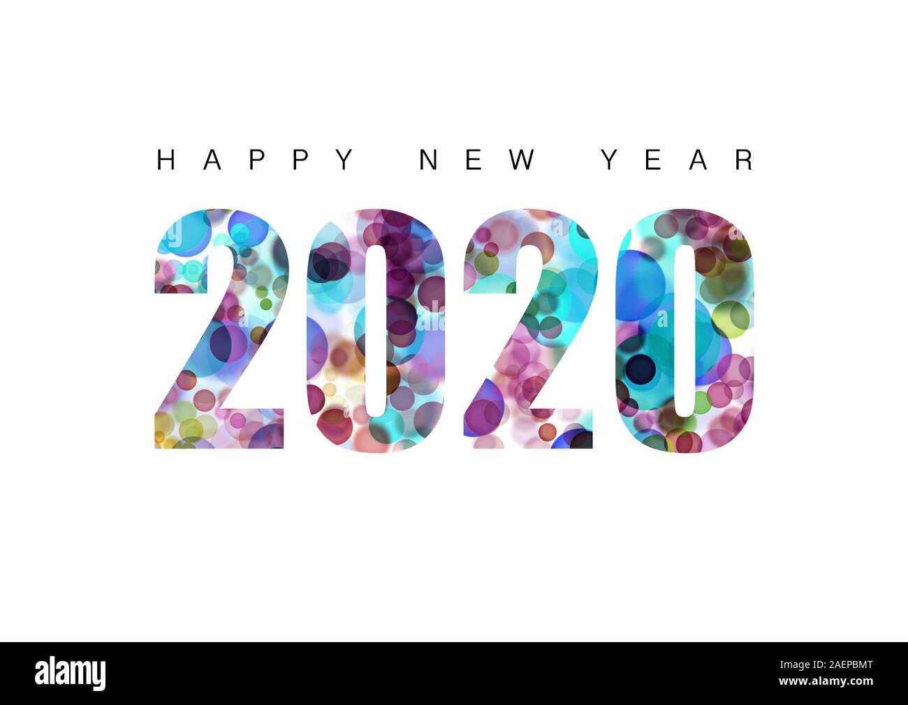 Frohes Neues Jahr 2020 isoliert auf weißem Hintergrund Stockfoto