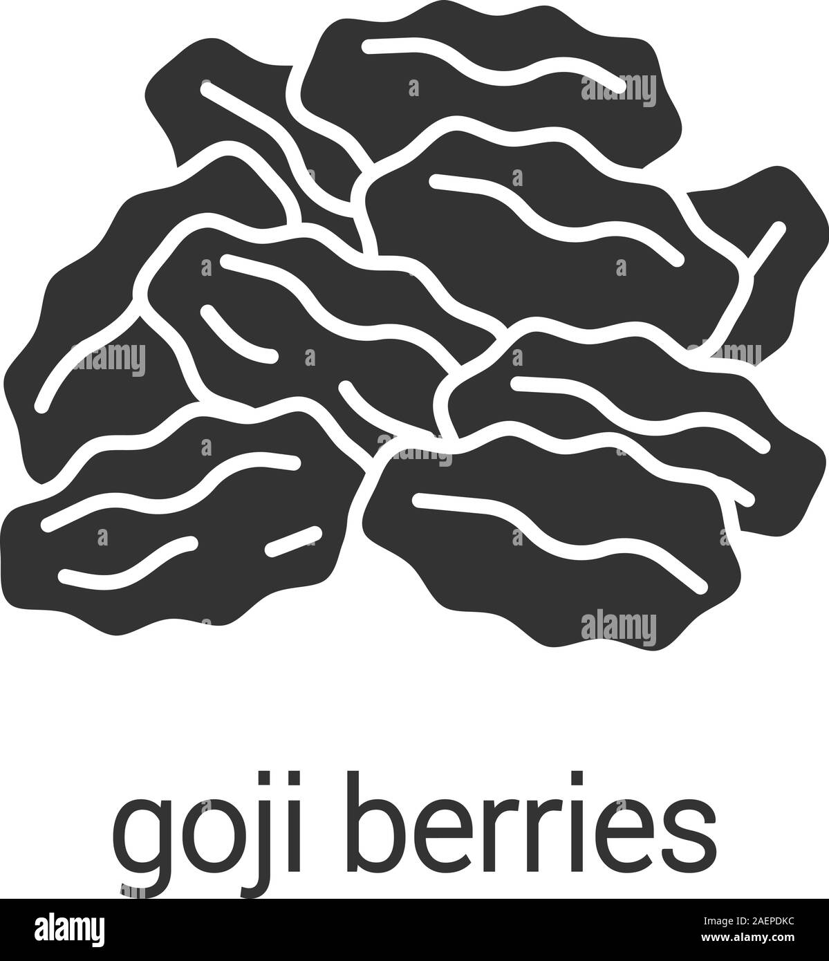 Getrocknete Goji Beeren glyph Icon. Silhouette Symbol. Rosinen. Negativer Platz. Vektor isoliert Abbildung Stock Vektor