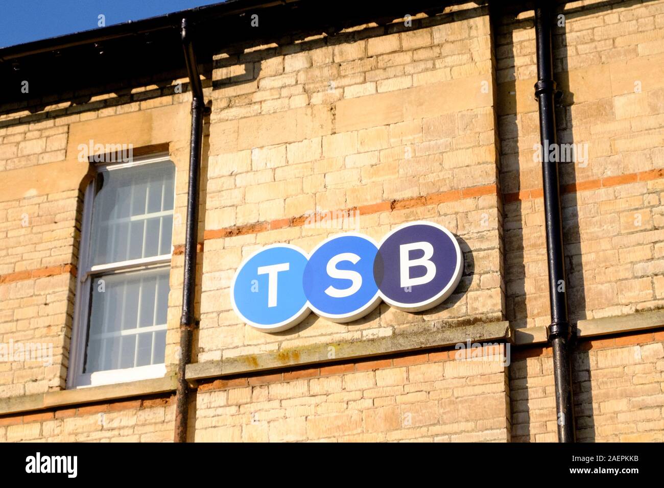 Midsomer Norton. Eine kleine Stadt in Somerset UK. TSB Zeichen auf der Midsomer Norton Zweig Stockfoto