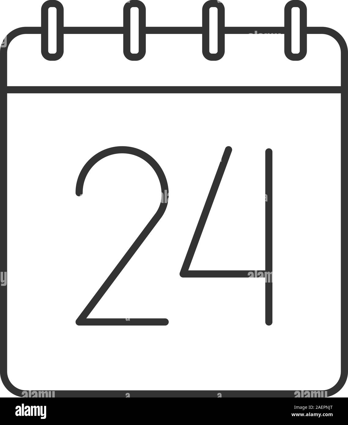 20 Vierter Tag des Monats linear Symbol. Wandkalender mit 24 Zeichen. Dünne Linie Abbildung. Datum Kontur Symbol. Vektor isoliert Maßbild Stock Vektor