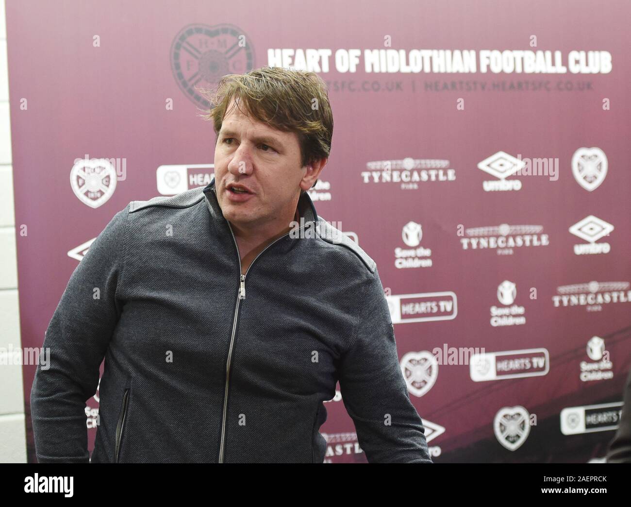 Tynecastle Stadium. Edinburgh Schottland. DE.10 Dez 19. Herzen Medien Konferenz für neue Manager Daniel Stendel. Stockfoto