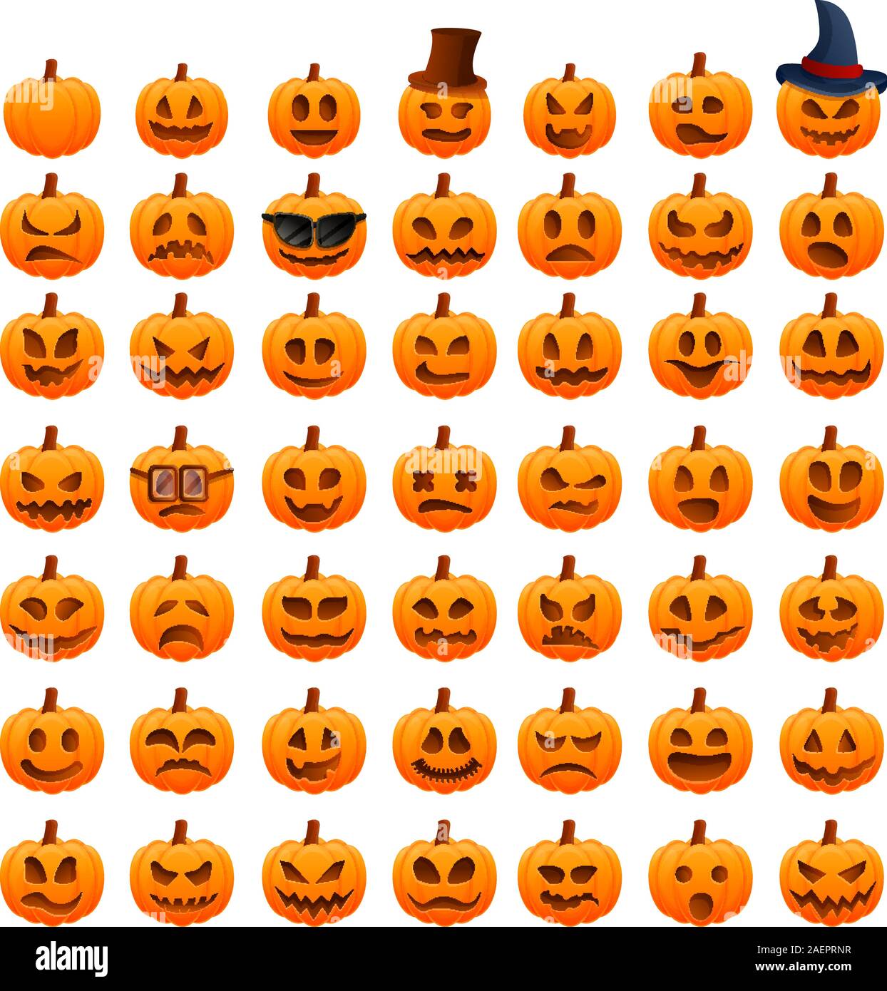 Kürbis Halloween Symbole gesetzt. Cartoon von Kürbis Halloween Vector Icons für Web Design Stock Vektor