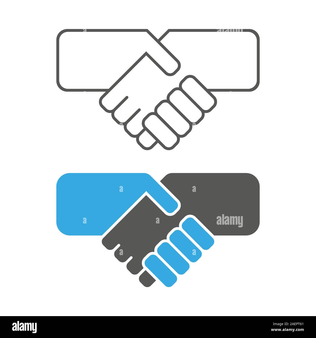 Der Vektor der Handshake Symbol auf blauer Globus Kreis - Vektor ikonisches Design Stock Vektor