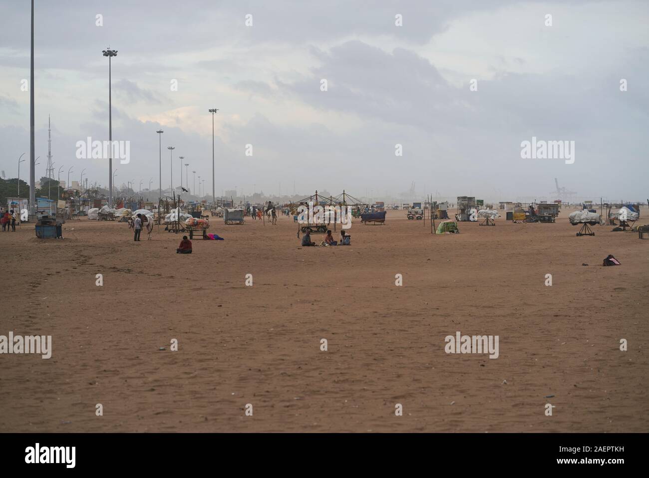 Eine Szene bei einem Zyklon auf Marina Beach Stockfoto