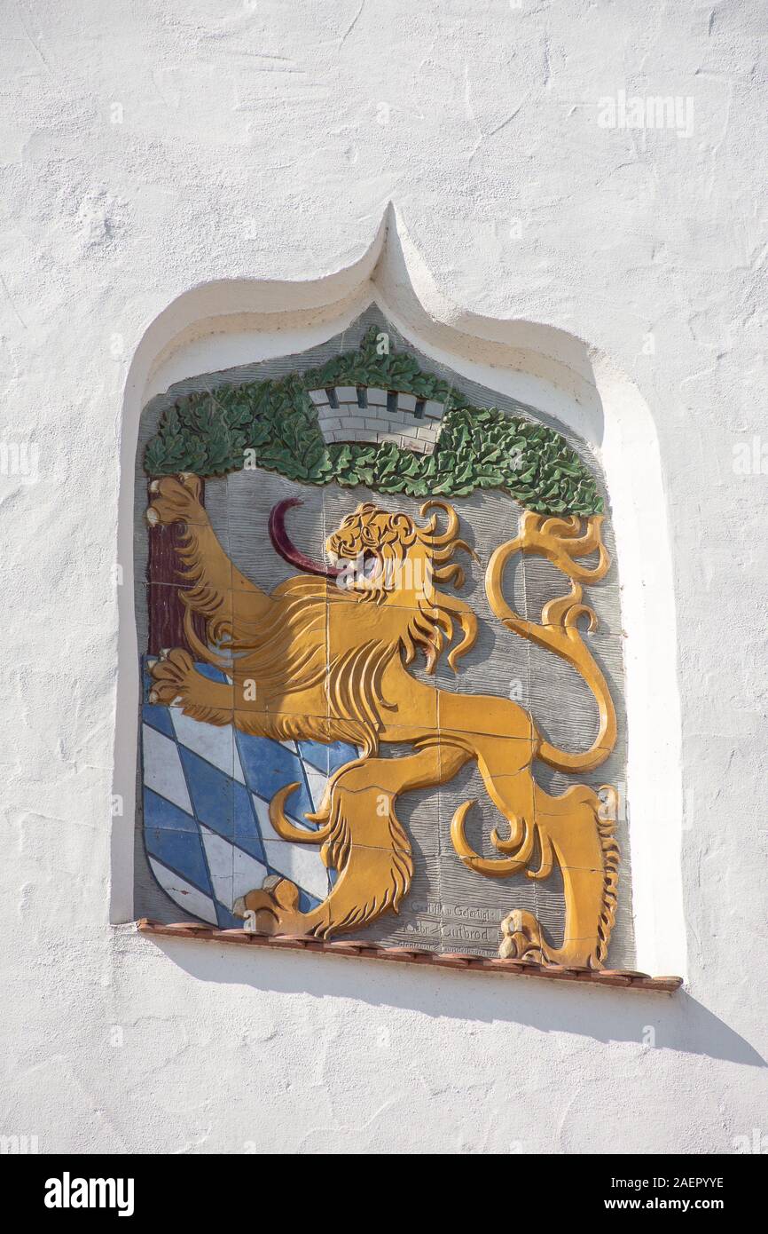 Wappen am Unteren Tor Gundelfingen • Baden-Württemberg, Deutschland Stockfoto