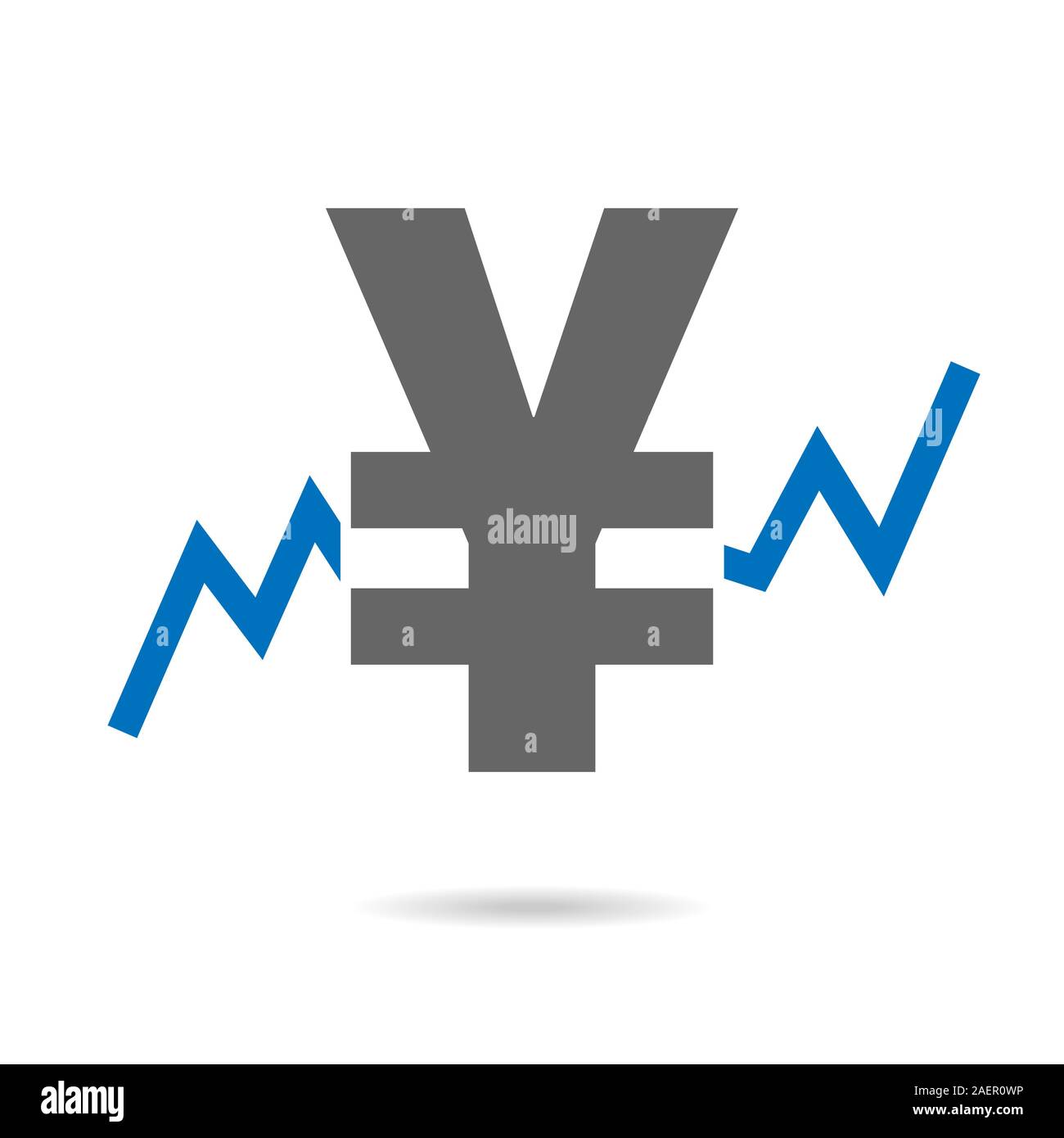 Yen und Börse chart im Hintergrund. Vektor Arbeit Währung Bezeichnung. Auf weissem Hintergrund Zeichen der yena. EPS 10. Stock Vektor