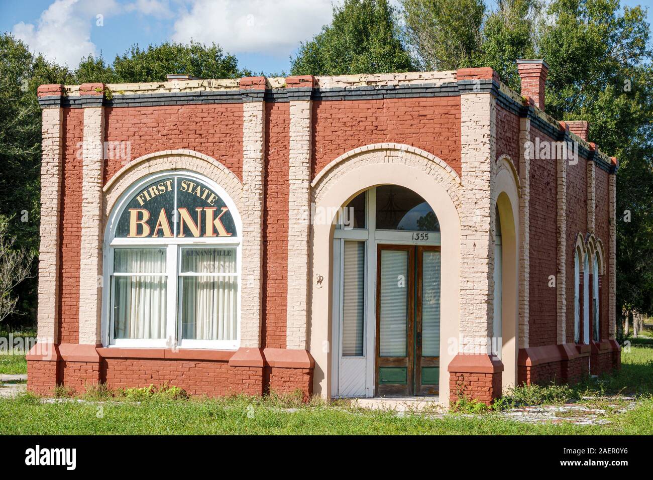 Florida, Kenansville, ländlich, Rinderfarmstadt, Staatsbank, historisches Gebäude, renoviert, außen, Geisterstadt, FL191110189 Stockfoto
