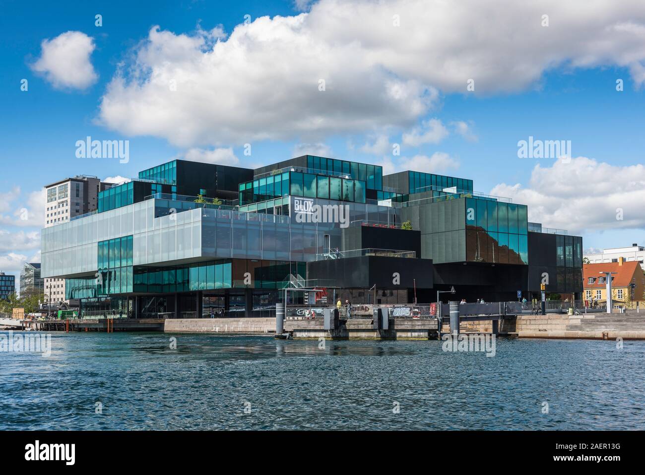 Dänische Architektur, Hafen Seitenansicht der Danish Architecture Centre Gebäude in Bryghusgade, Kopenhagen, Dänemark. Stockfoto