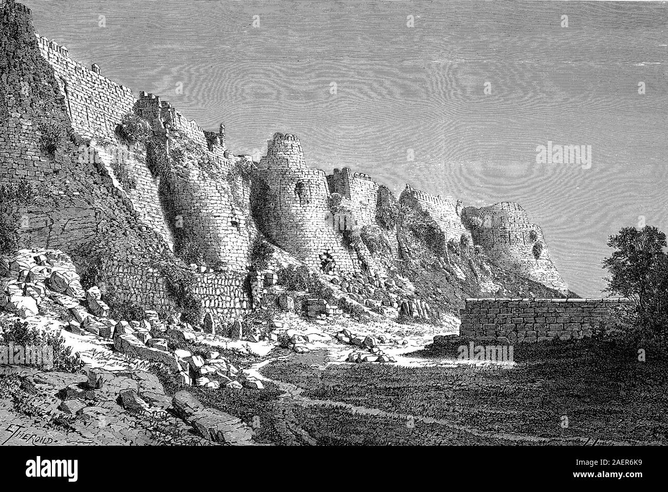 Ruinen von Tughlaqabad Fort, tughlaqabad ist ein historisch und kulturell bedeutenden Bezirk im Südosten der indischen Hauptstadt Delhi, Indien / Ruinen des Tughlaqabad-Fort, tughlaqabad ist ein historisch und kulturell bedeutsamer Stadtteil im Südwest der indischen Hauptstadt Delhi, Indien, Reproduktion eines original 19. Jahrhundert drucken/Reproduktion von einems Originaldruck aus dem 19. Jahrhundert Stockfoto